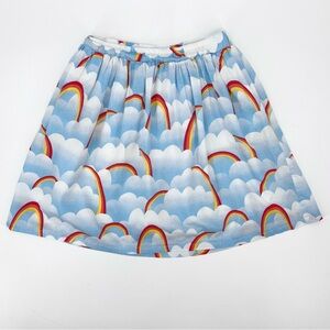 ModCloth 100% Cotton Dreamscape Sky Park Rainbow Cloud Skater Skirt Size Medium